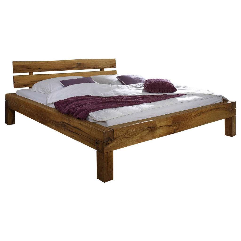 Linea Natura BALKENBETT Wildeiche massiv 160/200 cm, Braun