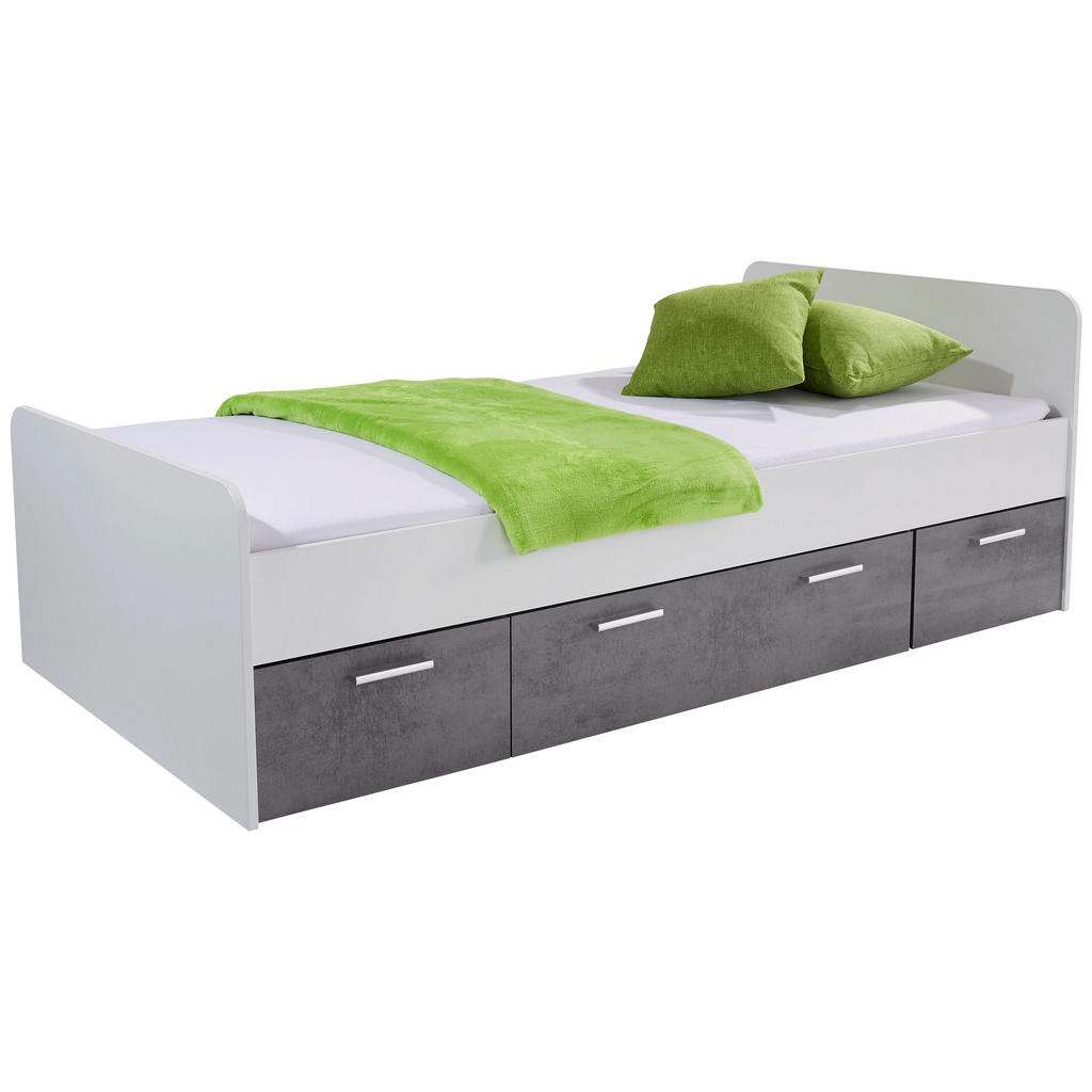 XXXL BETT 90/200 cm, Weiß, Grau