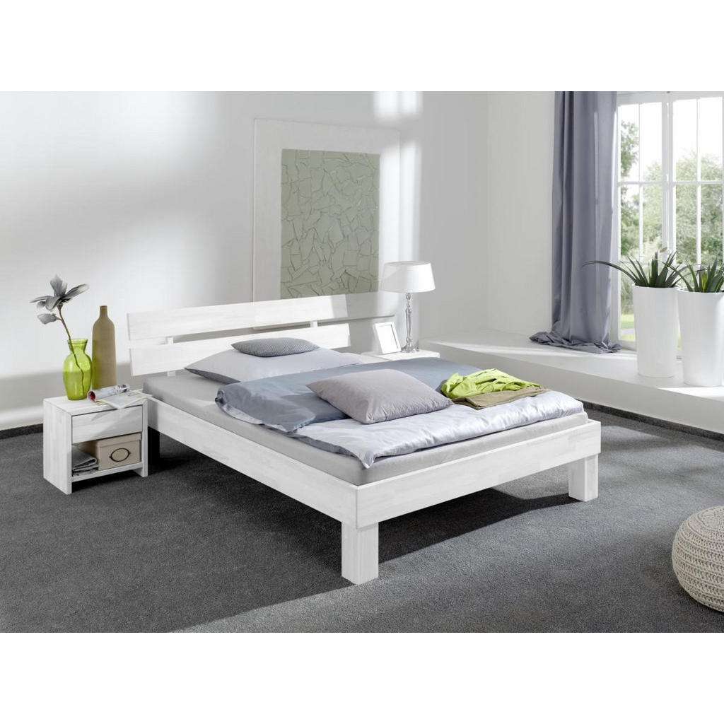 XXXL FUTONBETT Buche massiv 100/200 cm, Weiß