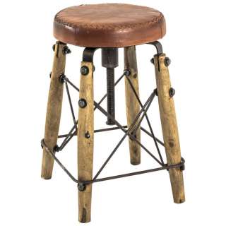 XXXL HOCKER Echtleder Mangoholz massiv Braun, Mehrfarbig