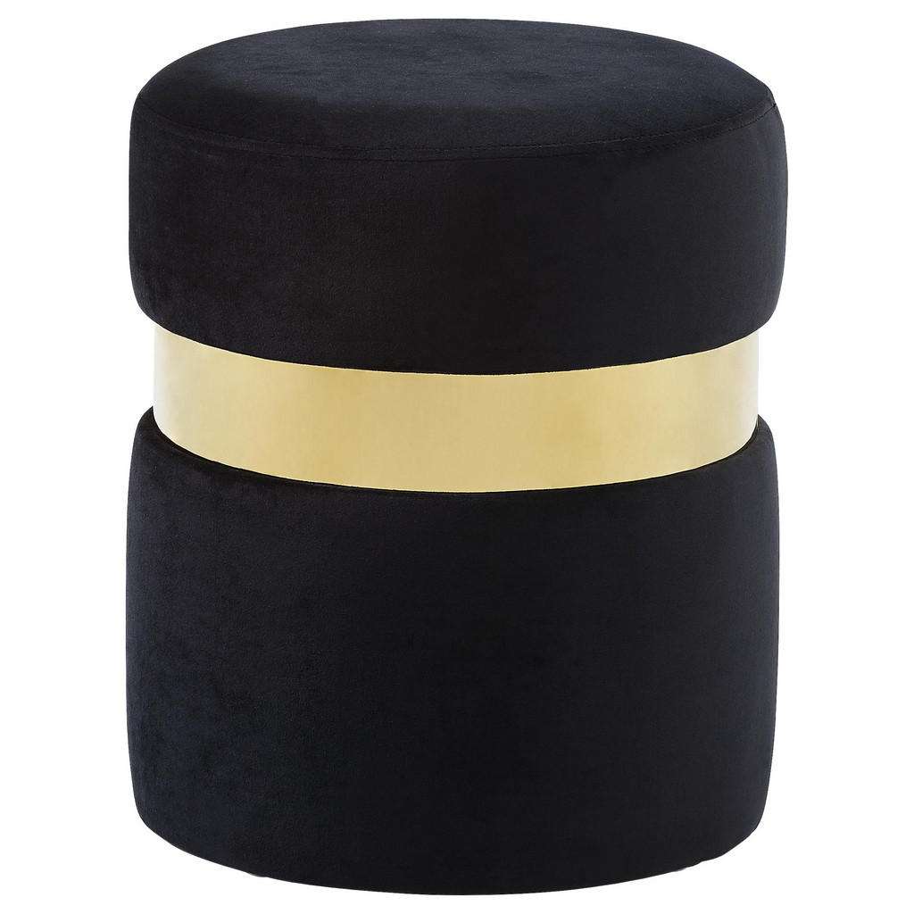 Xora HOCKER Samt Schwarz, Gold