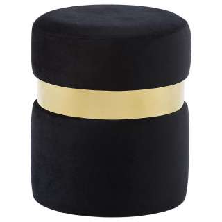 Xora HOCKER Samt Schwarz, Gold