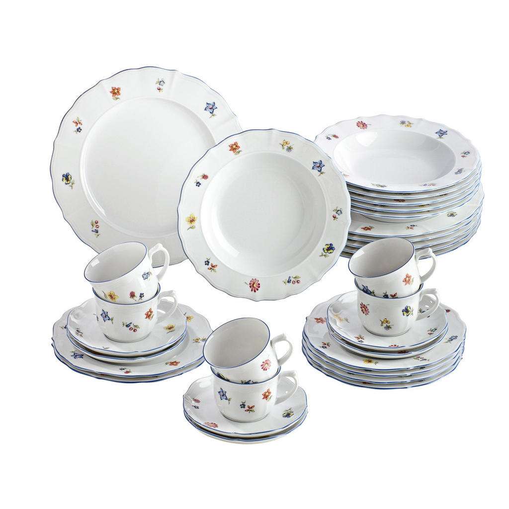 Seltmann Weiden Porzellan KOMBISERVICE 30-teilig, Weiß
