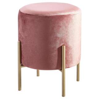 Xora HOCKER Samt Rosa, Gold