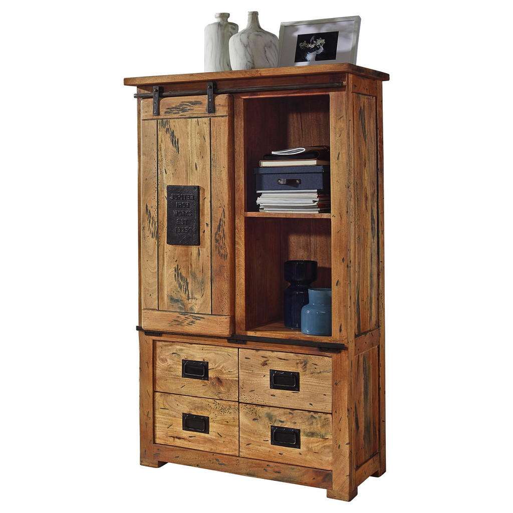 Landscape HIGHBOARD Mangoholz massiv Gebrauchsspuren Mehrfarbig