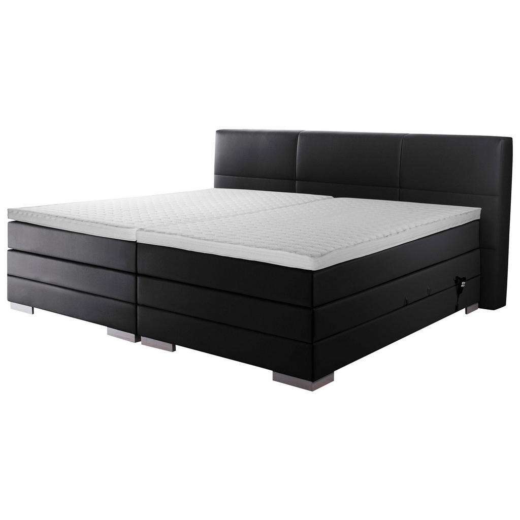 Novel BOXSPRINGBETT 'PRINZ' H2 Lederlook 200/200 cm INKL. Matratze, gepolstertes Kopfteil, Topper, motorische Verstellbarkeit, Schwarz