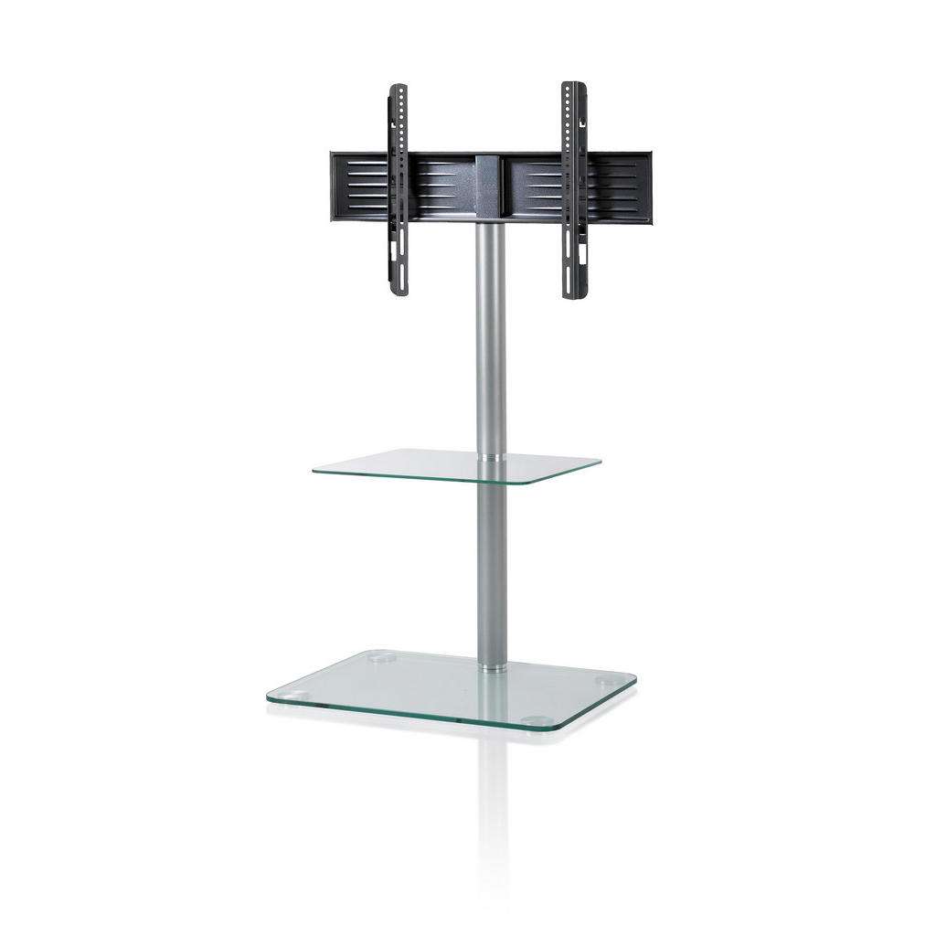 XXXL TV-RACK Metall, Glas Weiß, Grau