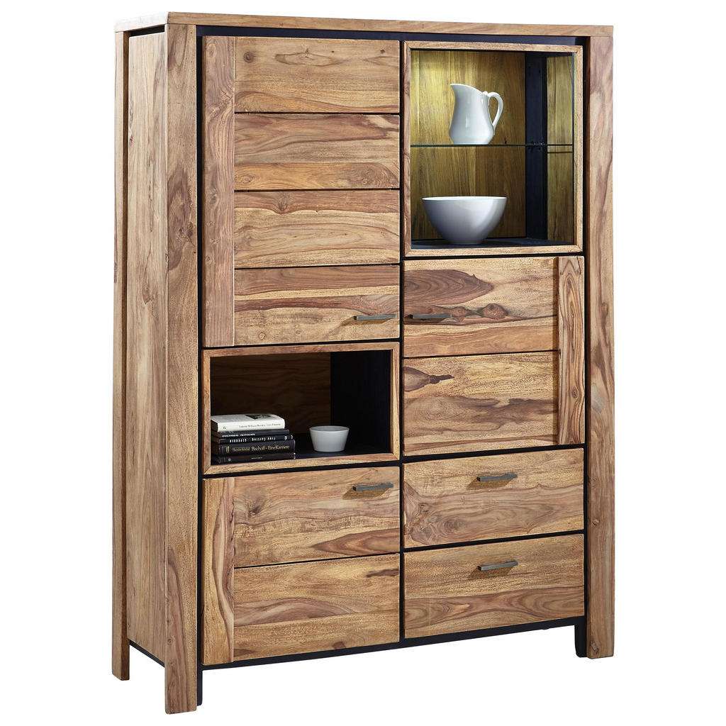 Landscape VITRINE Sheesham massiv Braun