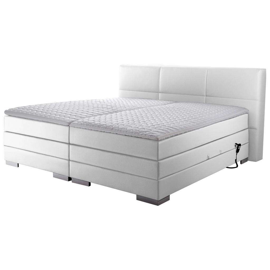 Novel BOXSPRINGBETT 'PRINZ' H2/H3 Lederlook 180/200 cm INKL. Matratze, gepolstertes Kopfteil, Topper, motorische Verstellbarkeit, Weiß