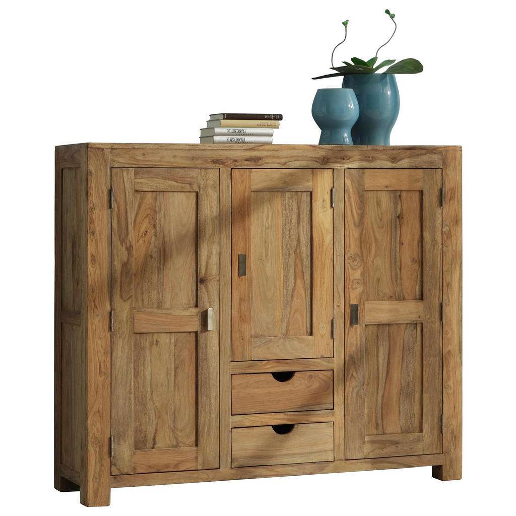 XXXL HIGHBOARD Sheesham massiv Beige Mehrfarbig