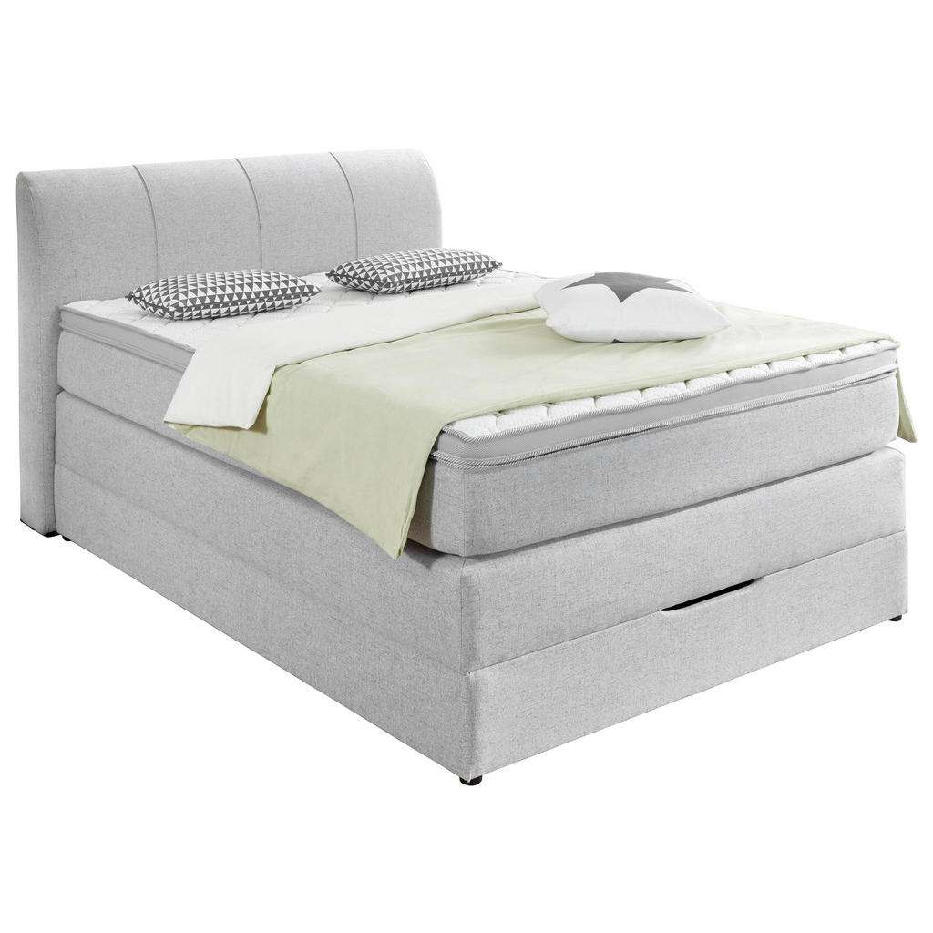 Carryhome BOXSPRINGBETT Webstoff 140/200 cm INKL. Matratze, Bettkasten, Topper, Grau