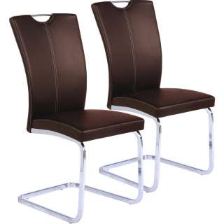 Xora SCHWINGSTUHL-SET Lederlook Braun, Silber