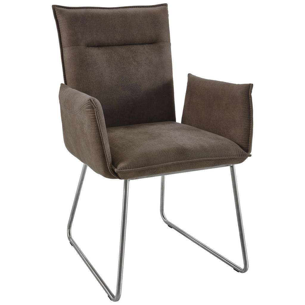 Valdera ARMLEHNSTUHL Mikrofaser Grau, Silber