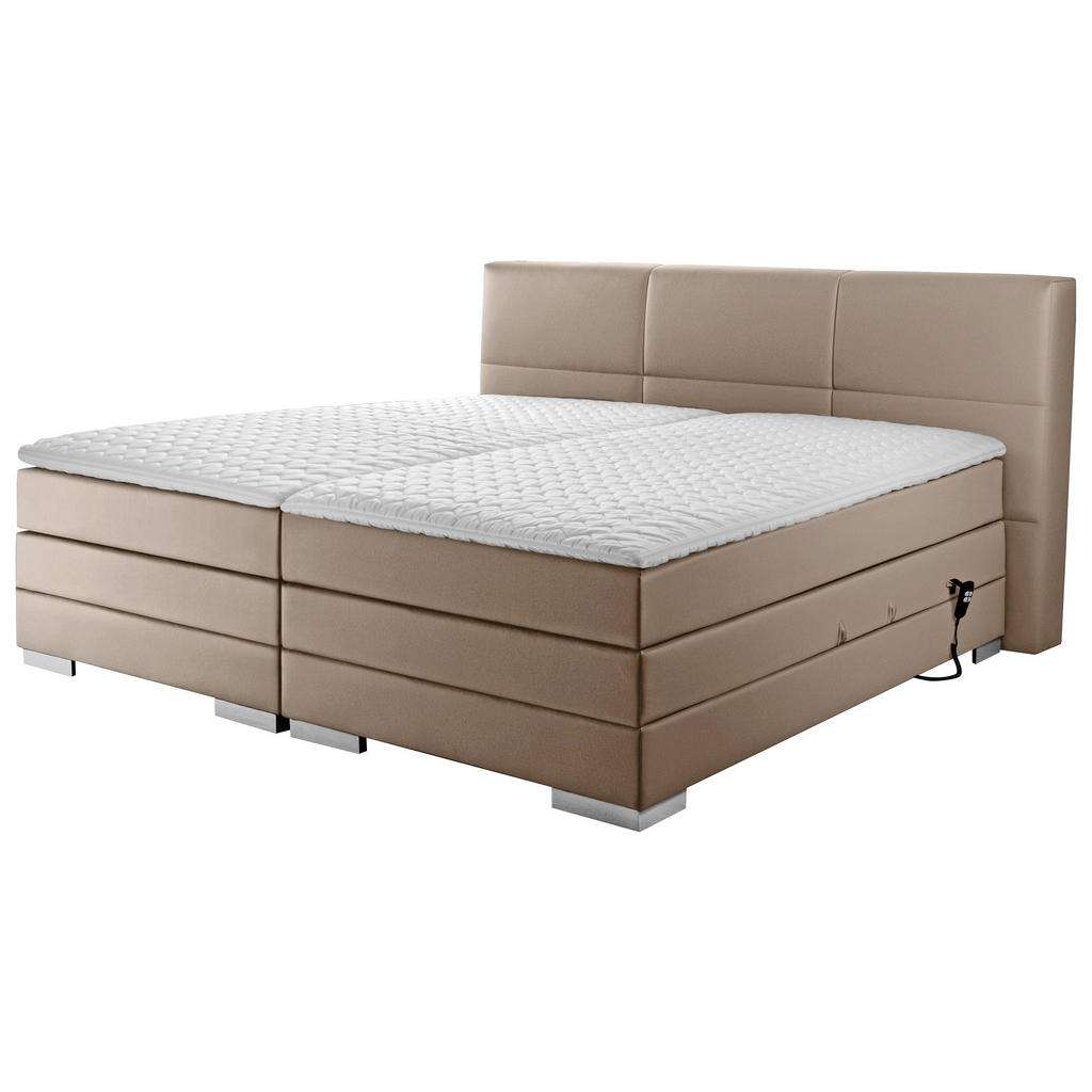 Novel BOXSPRINGBETT 'PRINZ' H3 Lederlook 180/200 cm INKL. Matratze, gepolstertes Kopfteil, Topper, motorische Verstellbarkeit, Grau