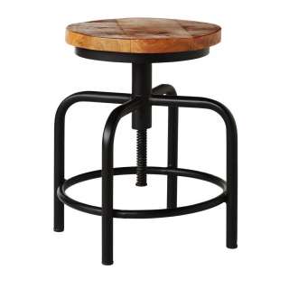 Carryhome HOCKER Mangoholz massiv Mehrfarbig, Schwarz
