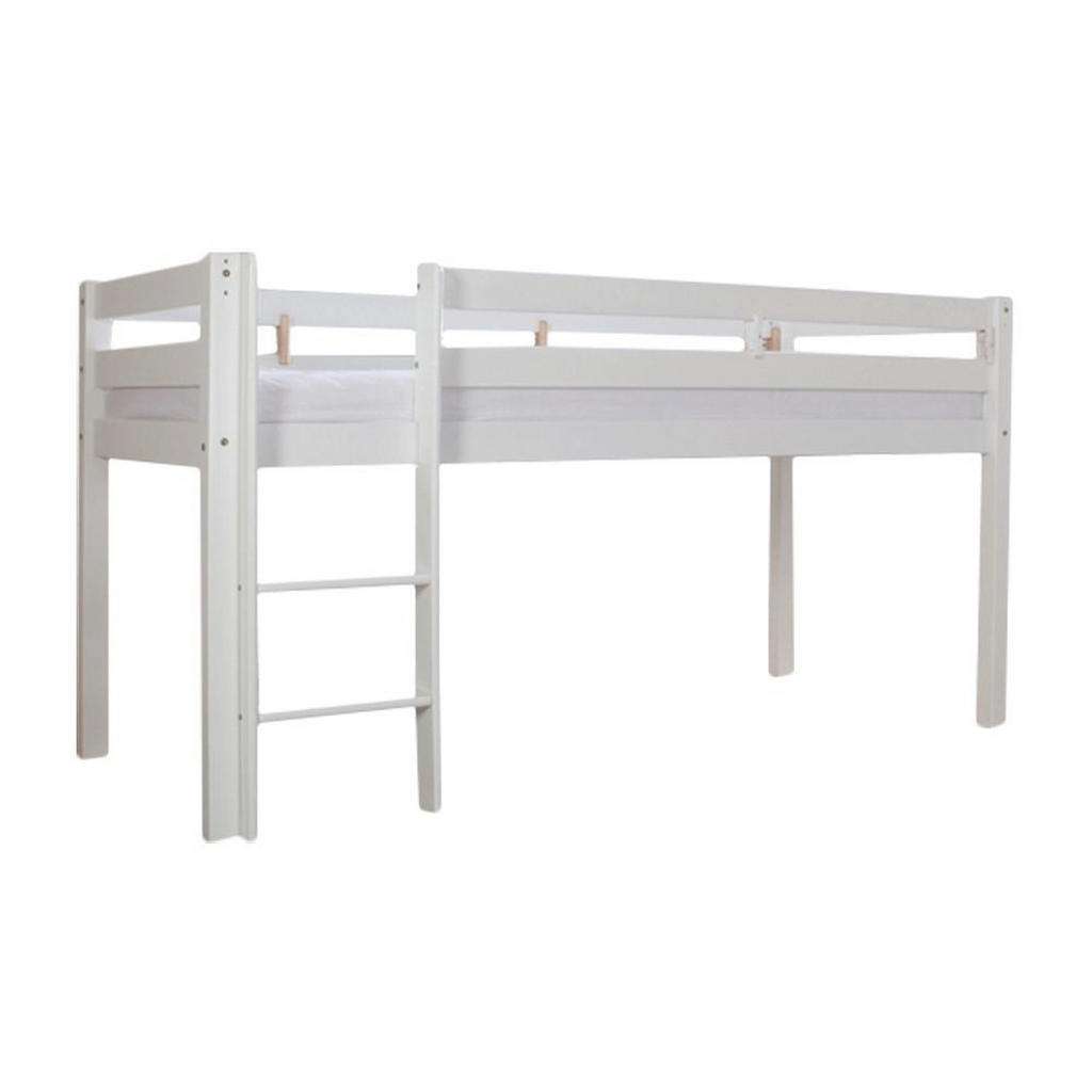 XXXL MITTELHOHES BETT Buche massiv 90/200 cm Weiß
