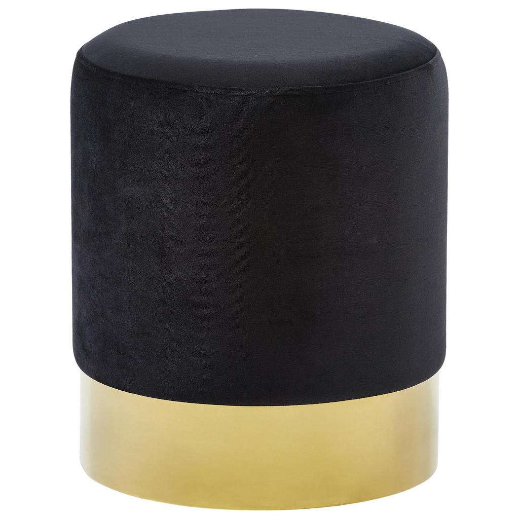 Xora HOCKER Samt Schwarz, Gold
