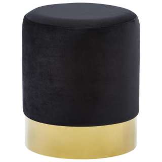 Xora HOCKER Samt Schwarz, Gold