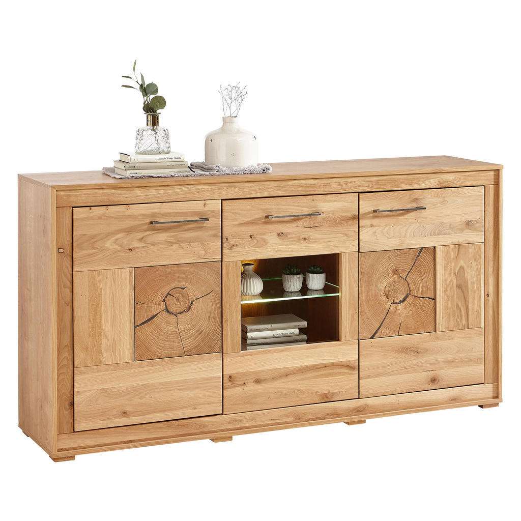 Venda SIDEBOARD Eiche teilmassiv geölt, melaminharzbeschichtet Braun