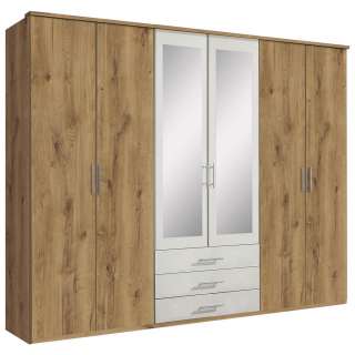 Carryhome KLEIDERSCHRANK 6-türig Weiß, Braun