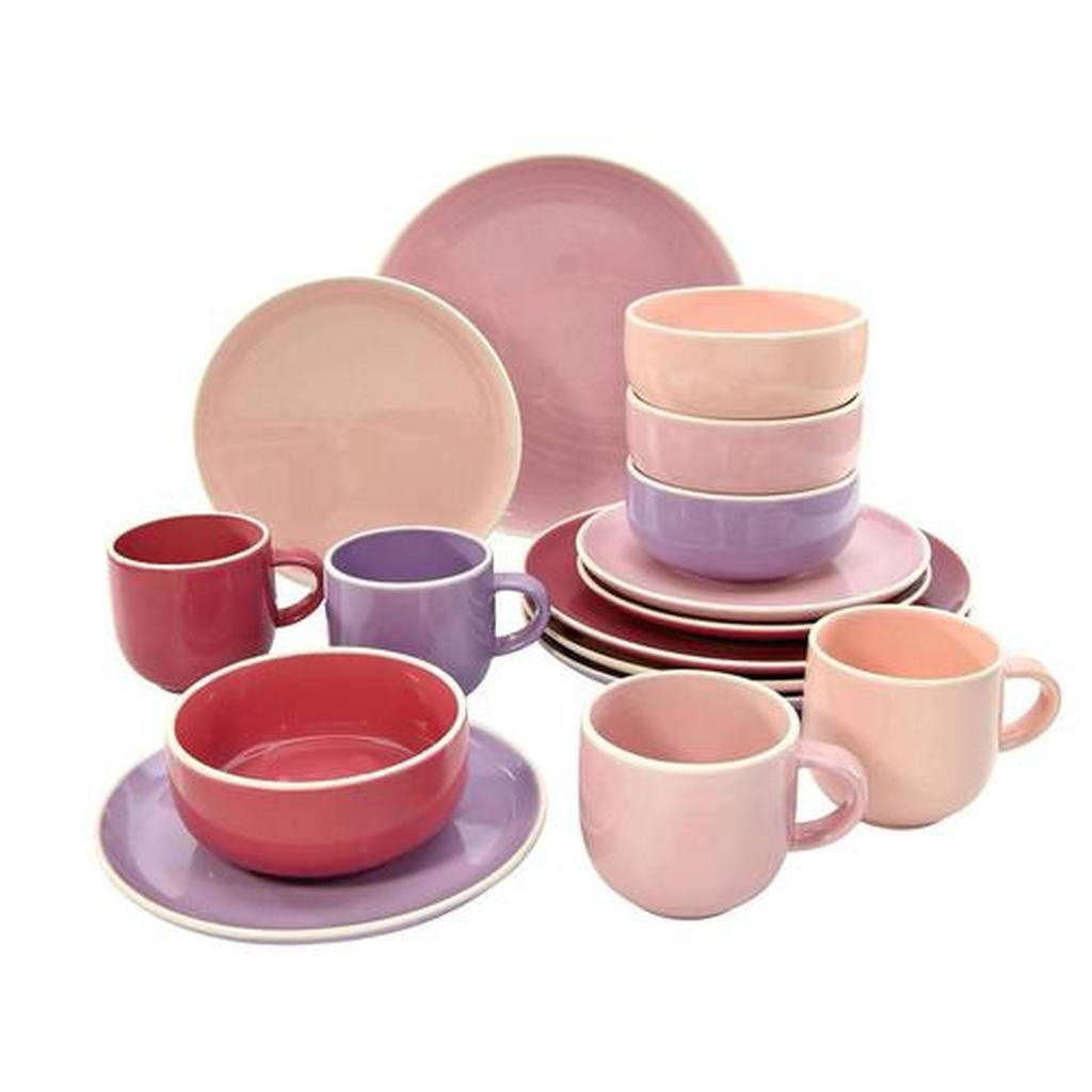 Creatable Steingut KOMBISERVICE 16-teilig, Rosa, Rosa, Lila