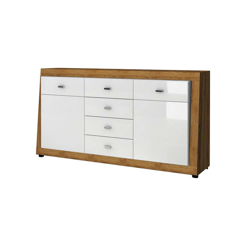 Xora SIDEBOARD Hochglanz Weiß, Braun