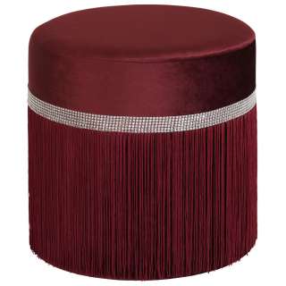 Ambia Home HOCKER Samt Kiefer Hartholz Lila, Grau