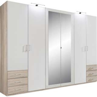 Carryhome DREHTÜRENSCHRANK 6-türig Weiß, Braun