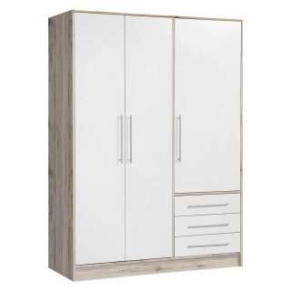 Carryhome KLEIDERSCHRANK 3-türig Weiß, Braun