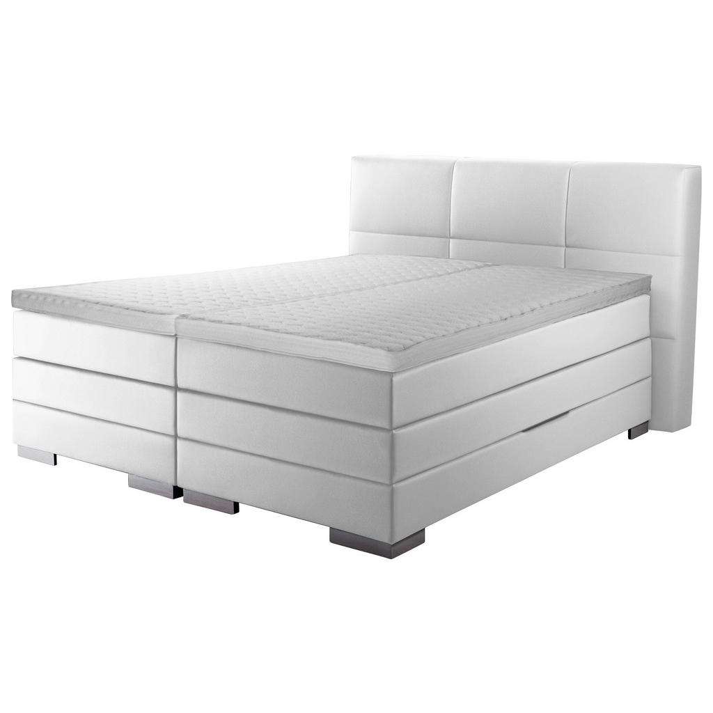 Novel BOXSPRINGBETT 'PRINZ' H2 Lederlook 140/200 cm INKL. Matratze, gepolstertes Kopfteil, Bettkasten, Topper, Weiß