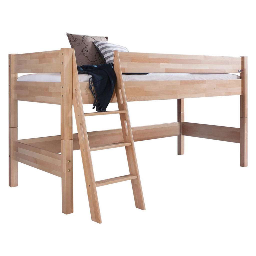 XXXL MITTELHOHES BETT Buche massiv 90/200 cm Mehrfarbig