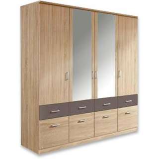 Carryhome KLEIDERSCHRANK 4-türig Grau, Braun