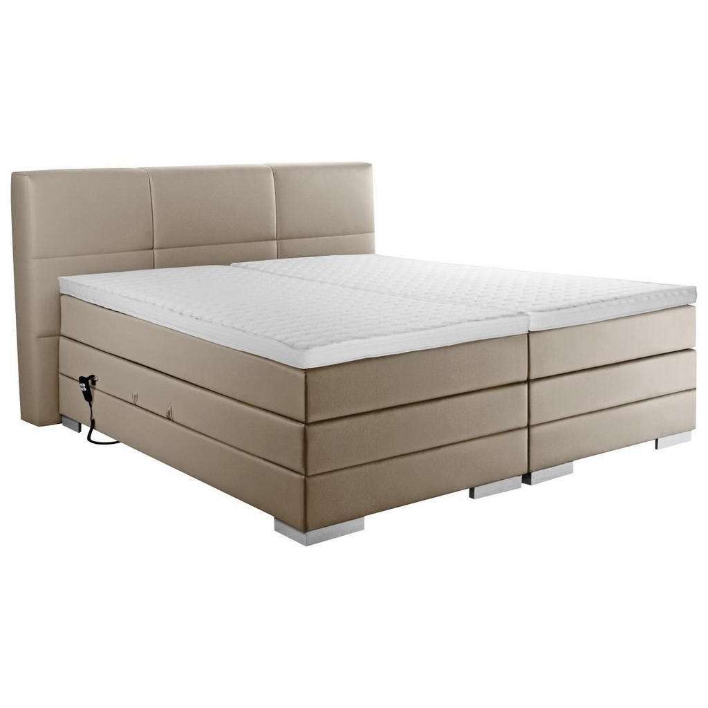 Novel BOXSPRINGBETT 'PRINZ' H2 Lederlook 160/200 cm INKL. Matratze, gepolstertes Kopfteil, Topper, motorische Verstellbarkeit, Grau