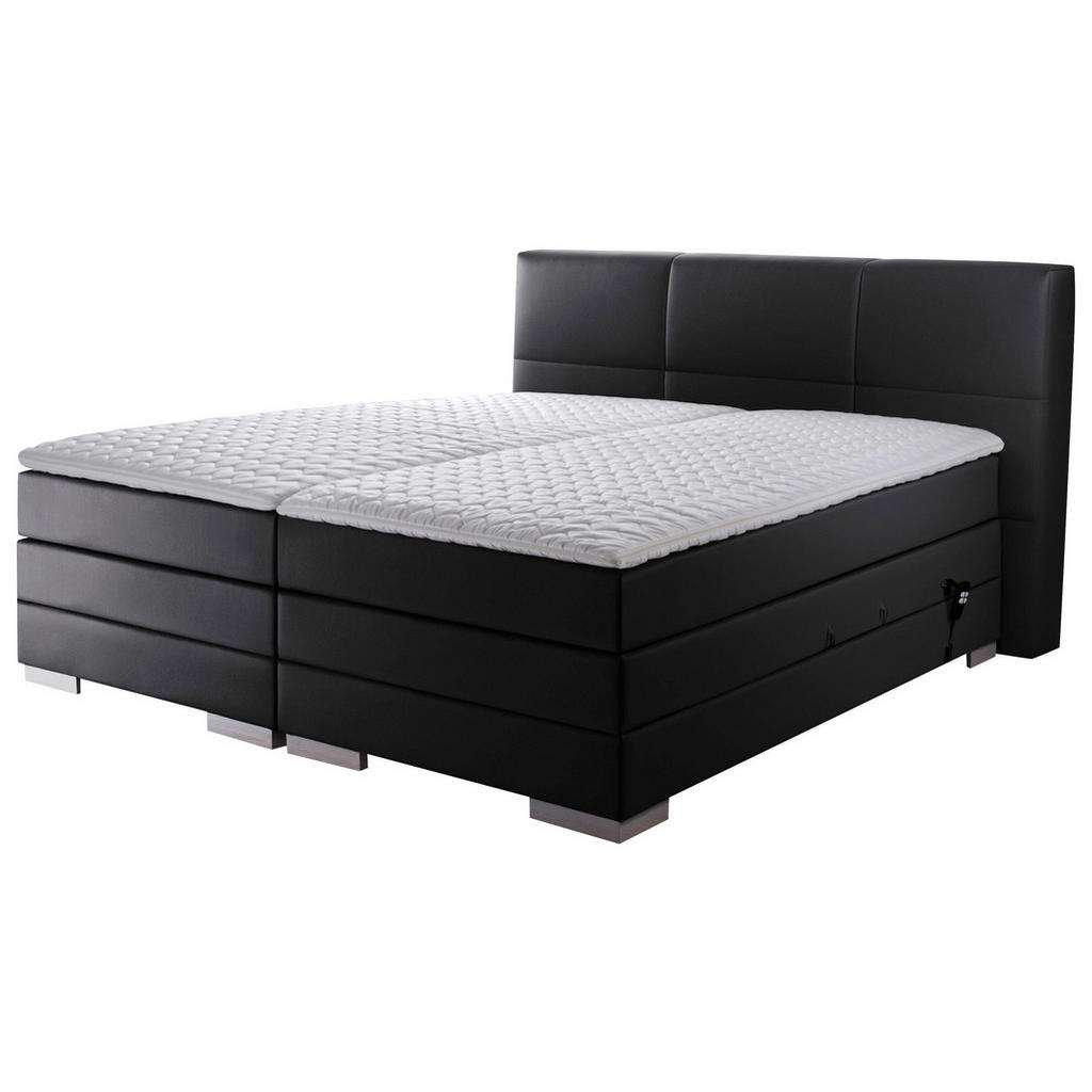 Novel BOXSPRINGBETT 'PRINZ' H2 Lederlook 160/200 cm INKL. Matratze, gepolstertes Kopfteil, Topper, motorische Verstellbarkeit, Schwarz