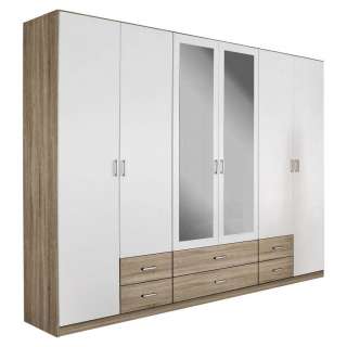 Carryhome KLEIDERSCHRANK 6-türig Weiß, Braun