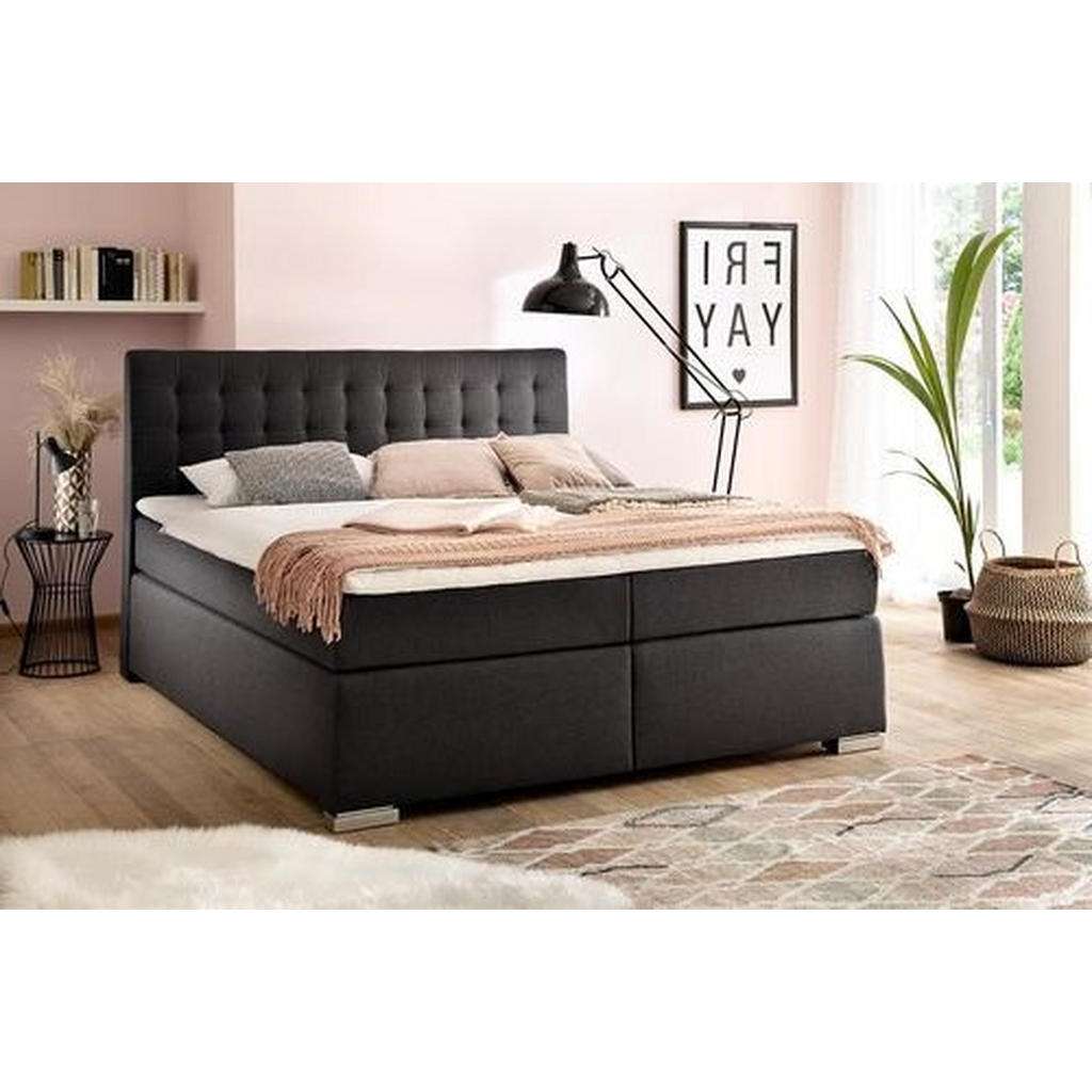 Novel BOXSPRINGBETT Flachgewebe 180/200 cm INKL. Matratze, Bettkasten, Grau