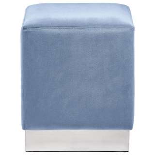 Xora HOCKER Samt Silber, Blau