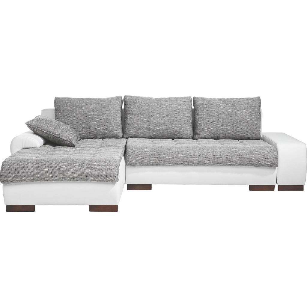 Carryhome Ecksofa Weiß Lederlook, Webstoff