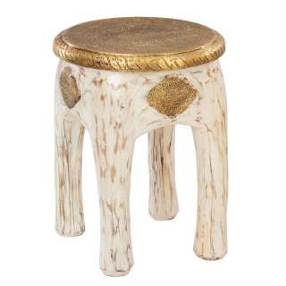 Landscape HOCKER Mangoholz Weiß, Gold