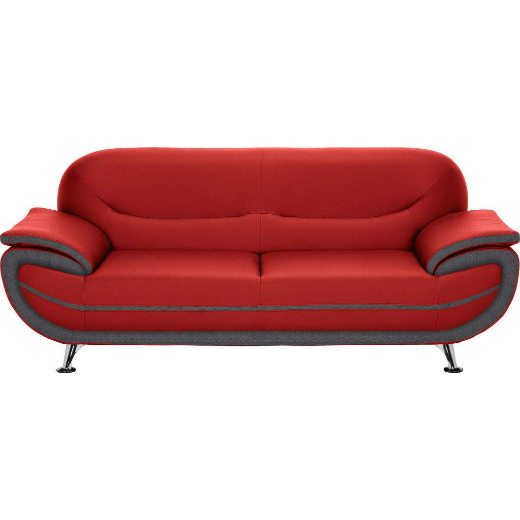Ti`me DREISITZER-SOFA Lederlook Rot, Grau
