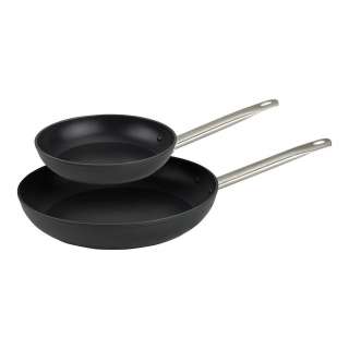 Homeware PFANNENSET Aluminium, Edelstahl 2-teilig, Schwarz, Silber