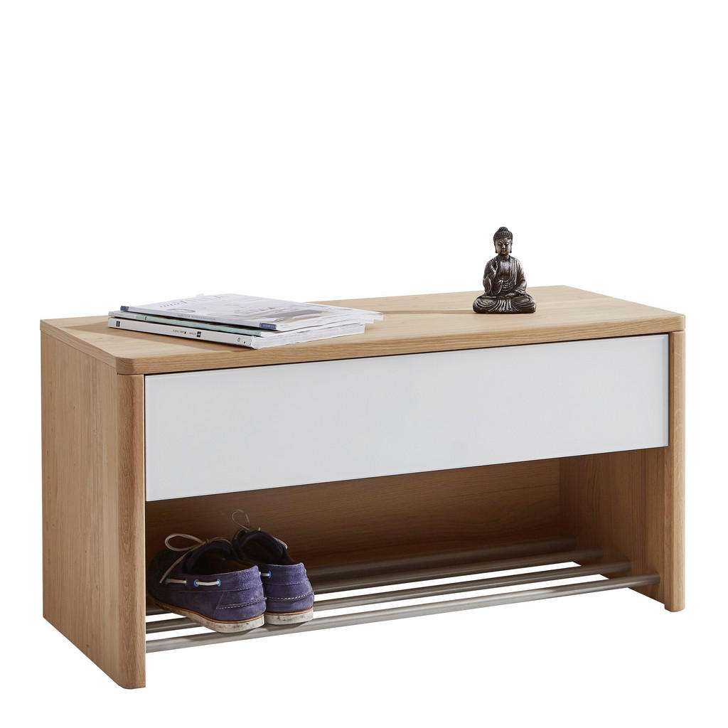 Linea Natura GARDEROBENBANK Wildeiche furniert Weiß, Braun