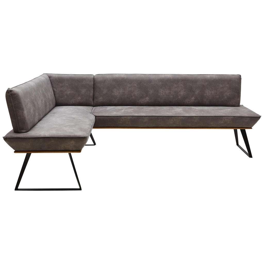 Voleo ECKBANK Lederlook Eiche massiv Weiß, Braun