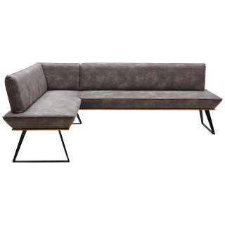 Voleo ECKBANK Lederlook Eiche massiv Weiß, Braun