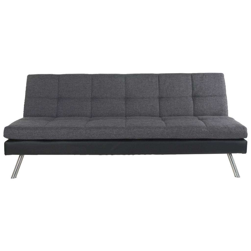 Carryhome SCHLAFSOFA Lederlook, Flachgewebe Schwarz, Grau
