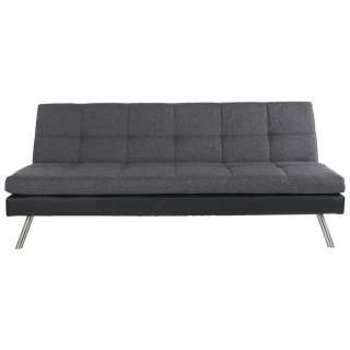Carryhome SCHLAFSOFA Lederlook, Flachgewebe Schwarz, Grau