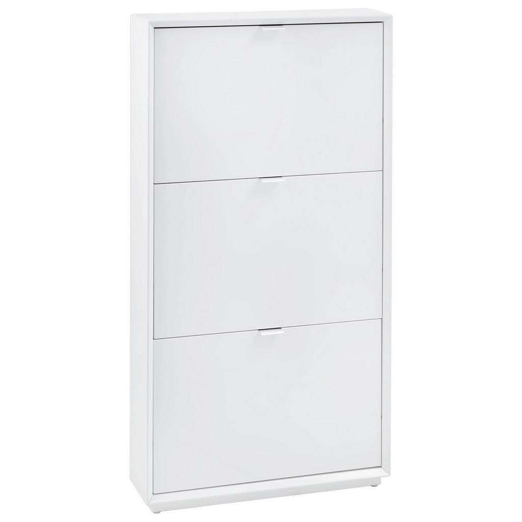 Xora SCHUHSCHRANK Hochglanz Weiß, Silber