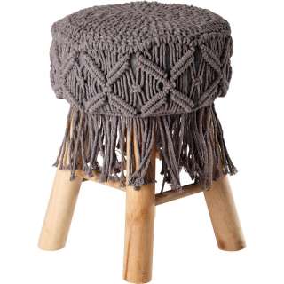 Ambia Home HOCKER Jersey Kiefer massiv Grau, Mehrfarbig