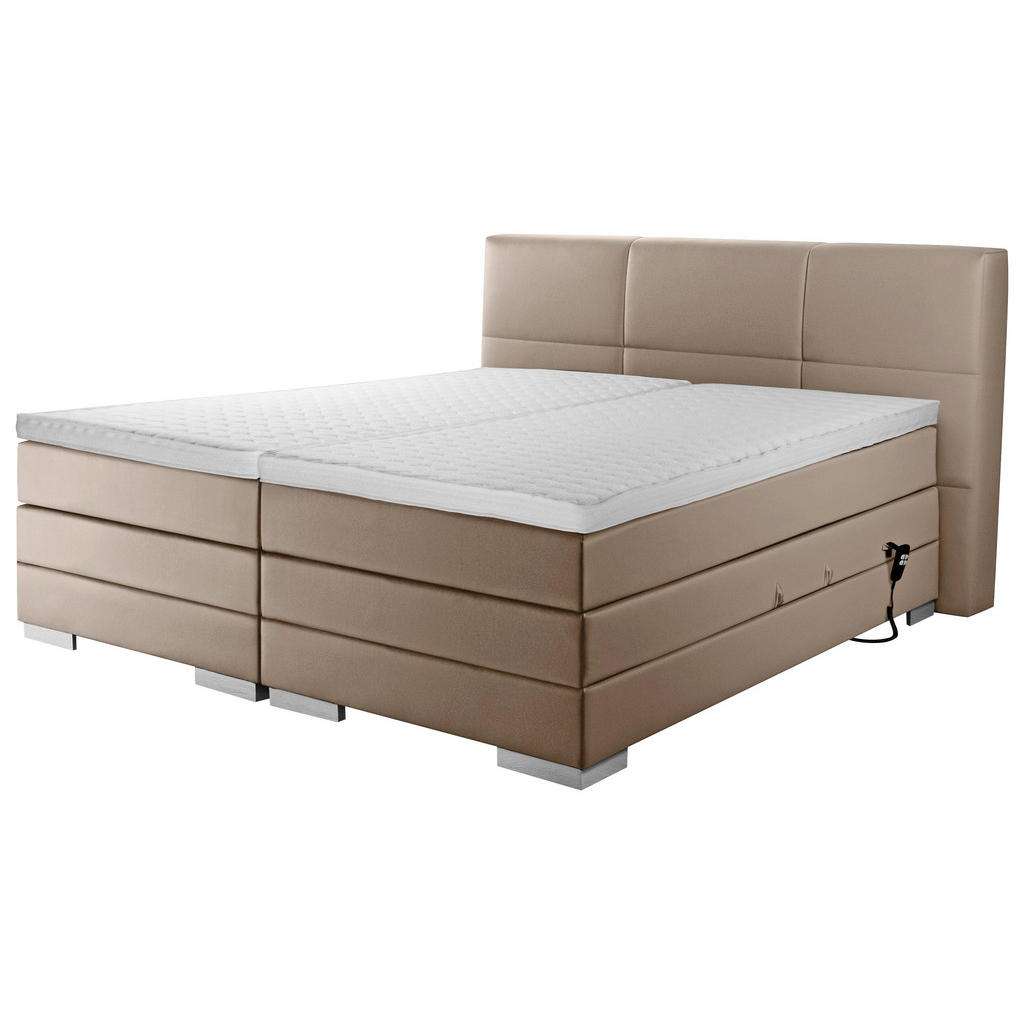 Novel BOXSPRINGBETT 'PRINZ' H2/H3 Lederlook 160/200 cm INKL. Matratze, gepolstertes Kopfteil, Topper, motorische Verstellbarkeit, Grau