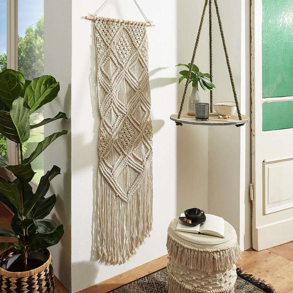 XXXL WANDDEKO Holz, Textil, Beige